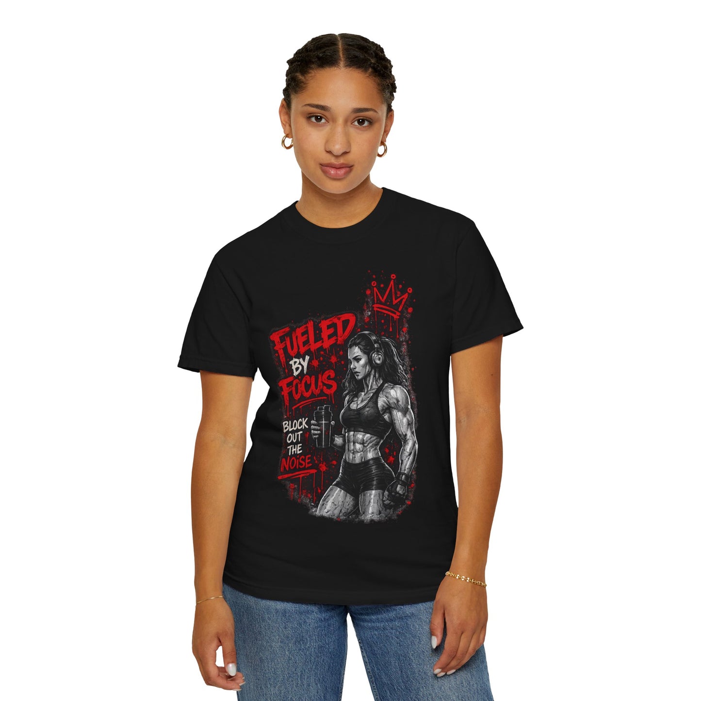 Fueled by Focus T-Shirt — Women’s Fitness Graphic Tee ("Block Out the Noise")