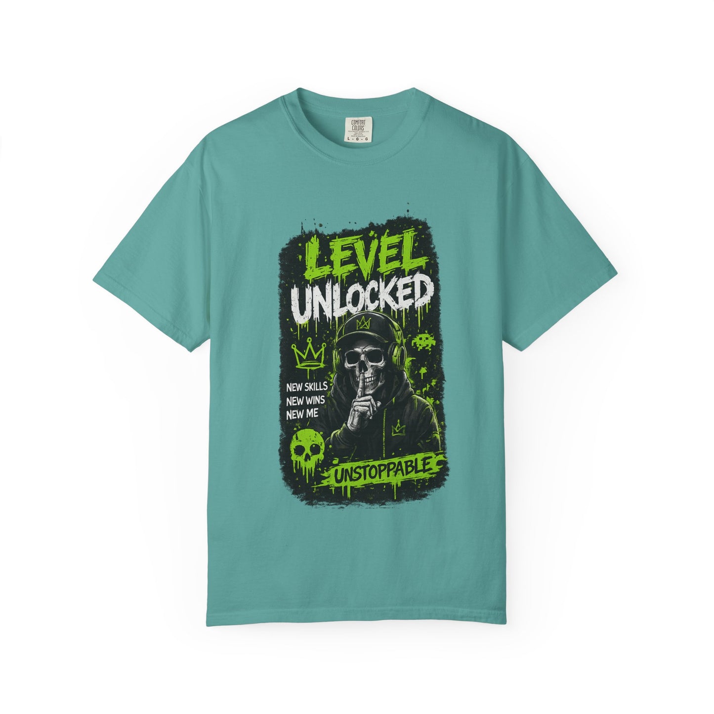 Level Unlocked Skull T-Shirt — Unstoppable Gamer Graphic Tee
