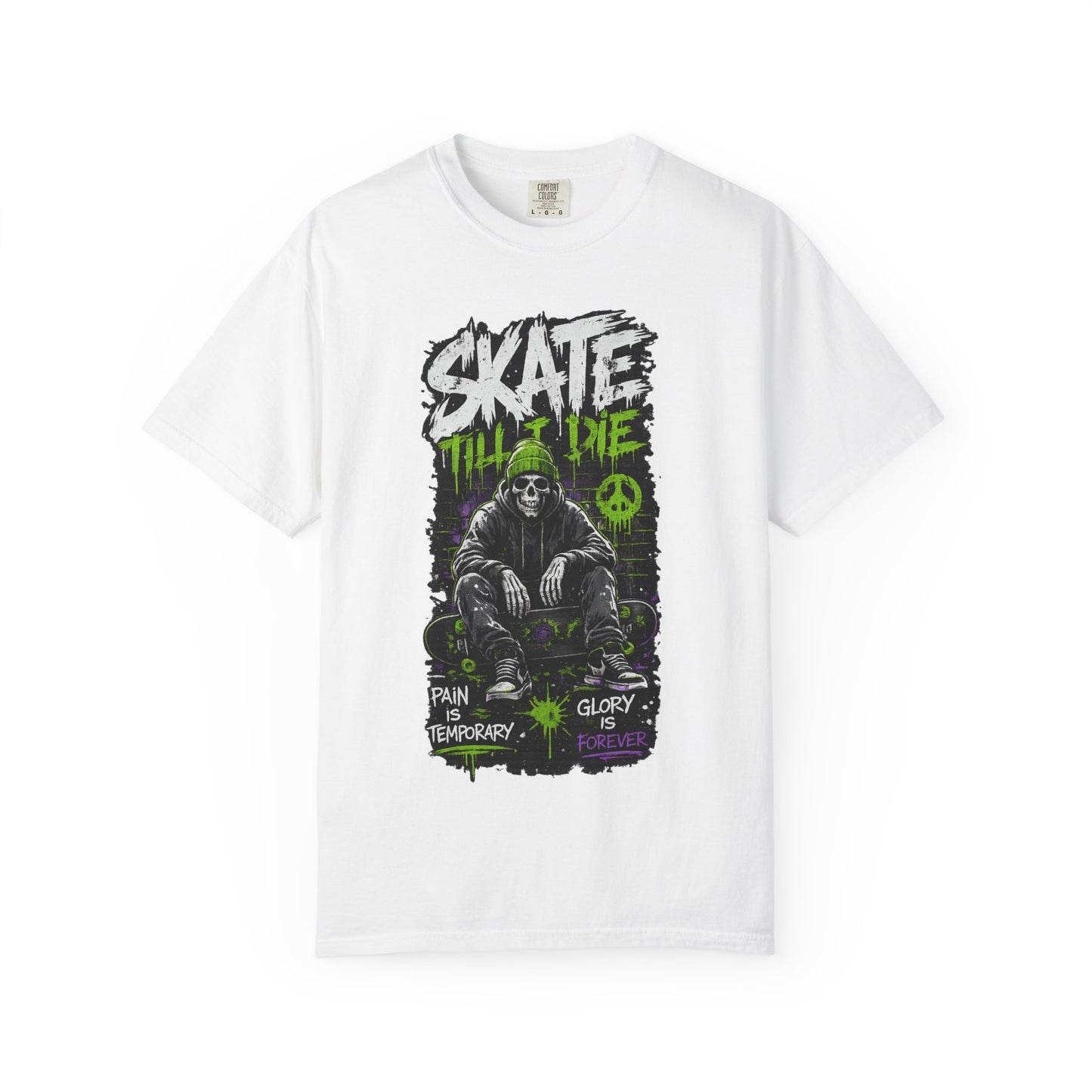 Skate Till I Die Graphic T-Shirt — Grim Reaper Skateboard Design