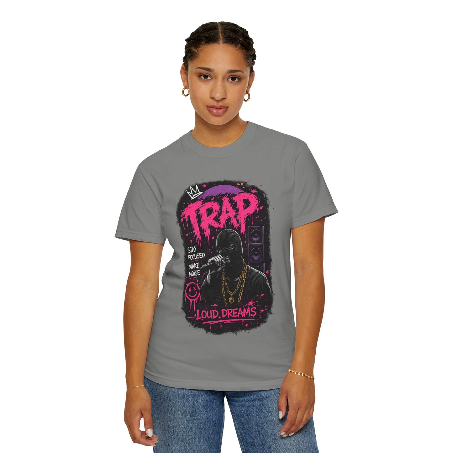 Trap Music T-Shirt — "Stay Focused Make Noise" Loud Dreams Graphic Tee