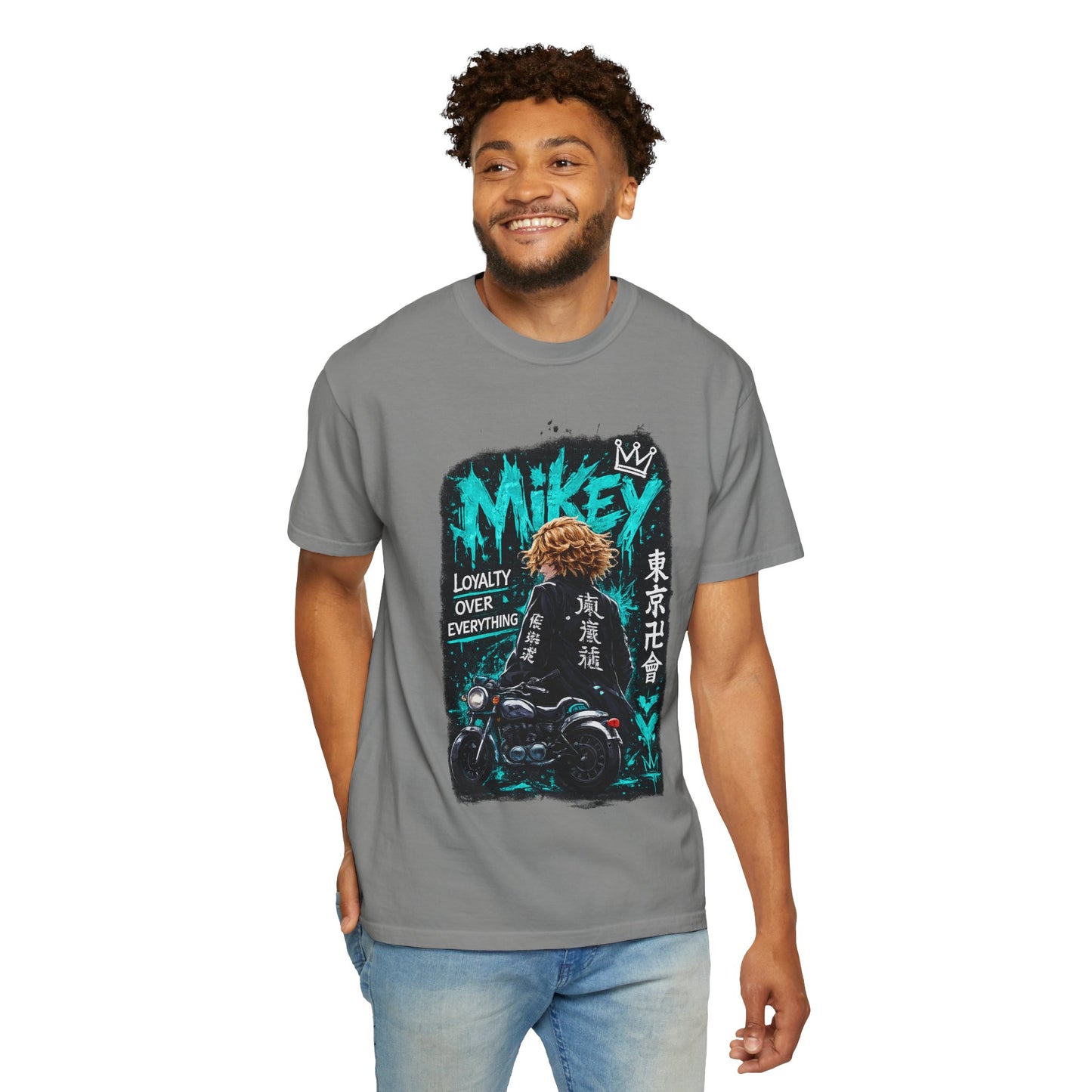 Mikey Motorcycle Graphic T-Shirt — "Loyalty Over Everything" Anime Streetwear