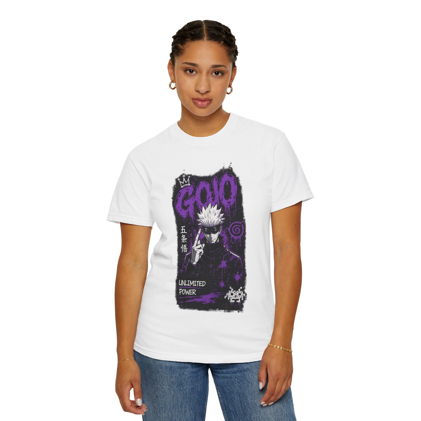 Anime Graphic T-Shirt — "Gojo Unlimited Power" White Tee