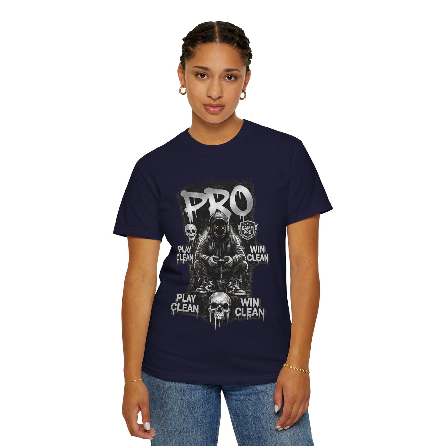 Pro Gamer Grim Reaper T-shirt | Play Clean Win Clean, Skull Controller Design