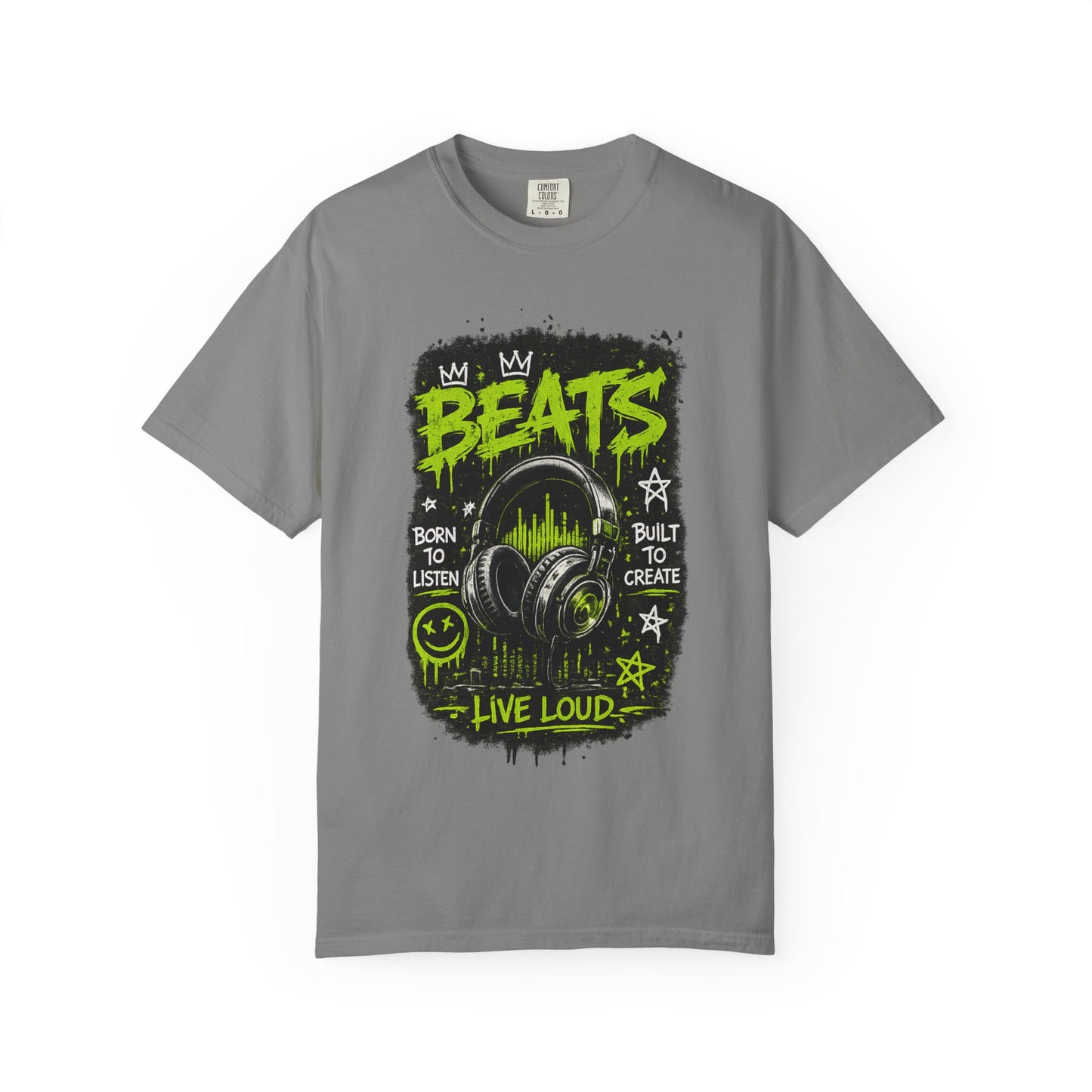 Beats Headphones Live Loud T-shirt | Music Graphic Tee, Neon Green