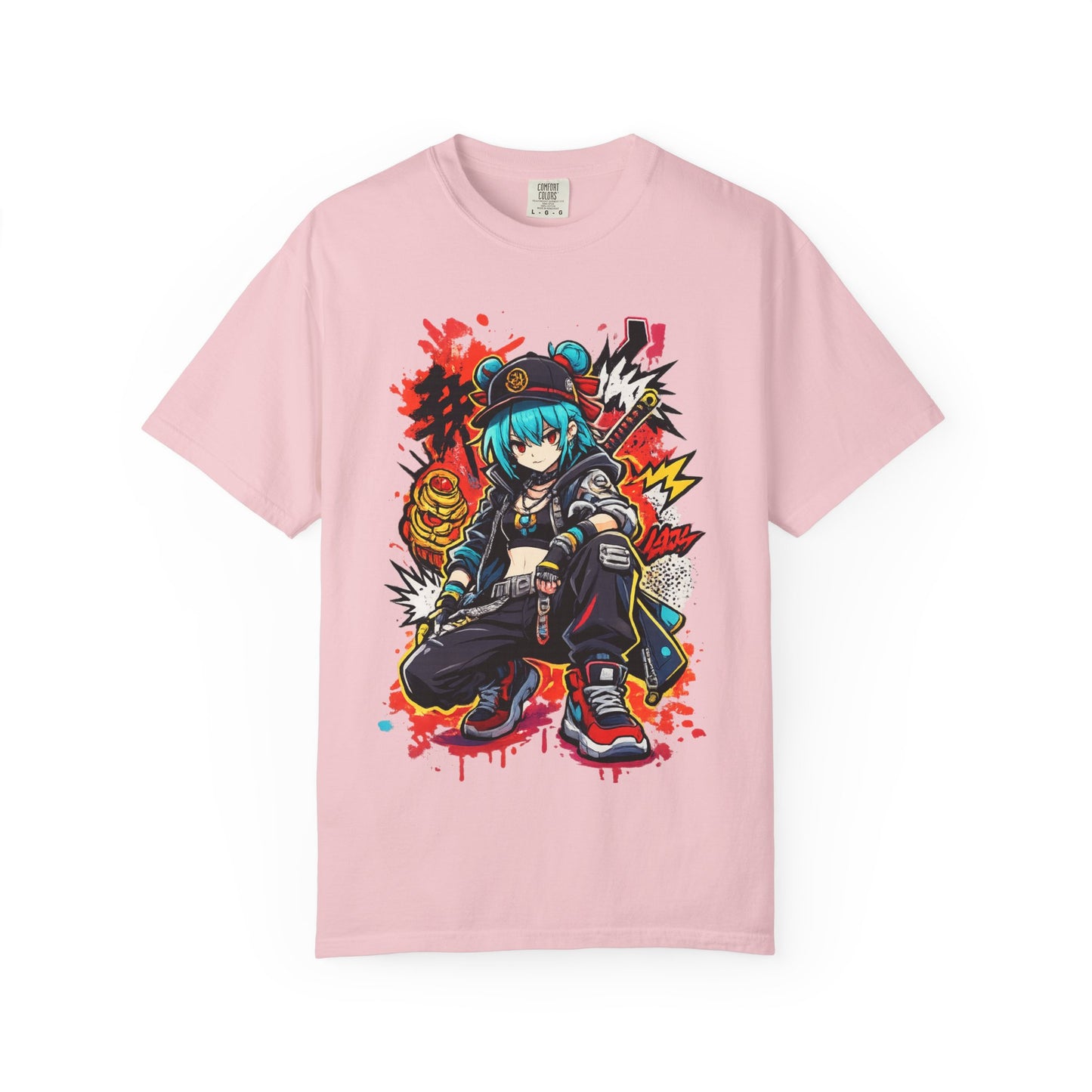 Anime Streetwear T-Shirt — Cool Girl Squatting Graphic Tee