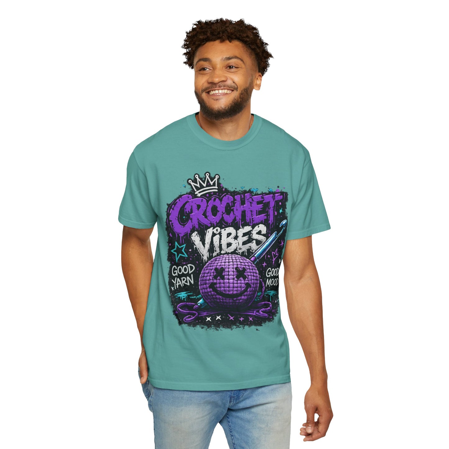 Crochet Vibes T-Shirt — 'Good Yarn, Good Mood' Graphic Tee