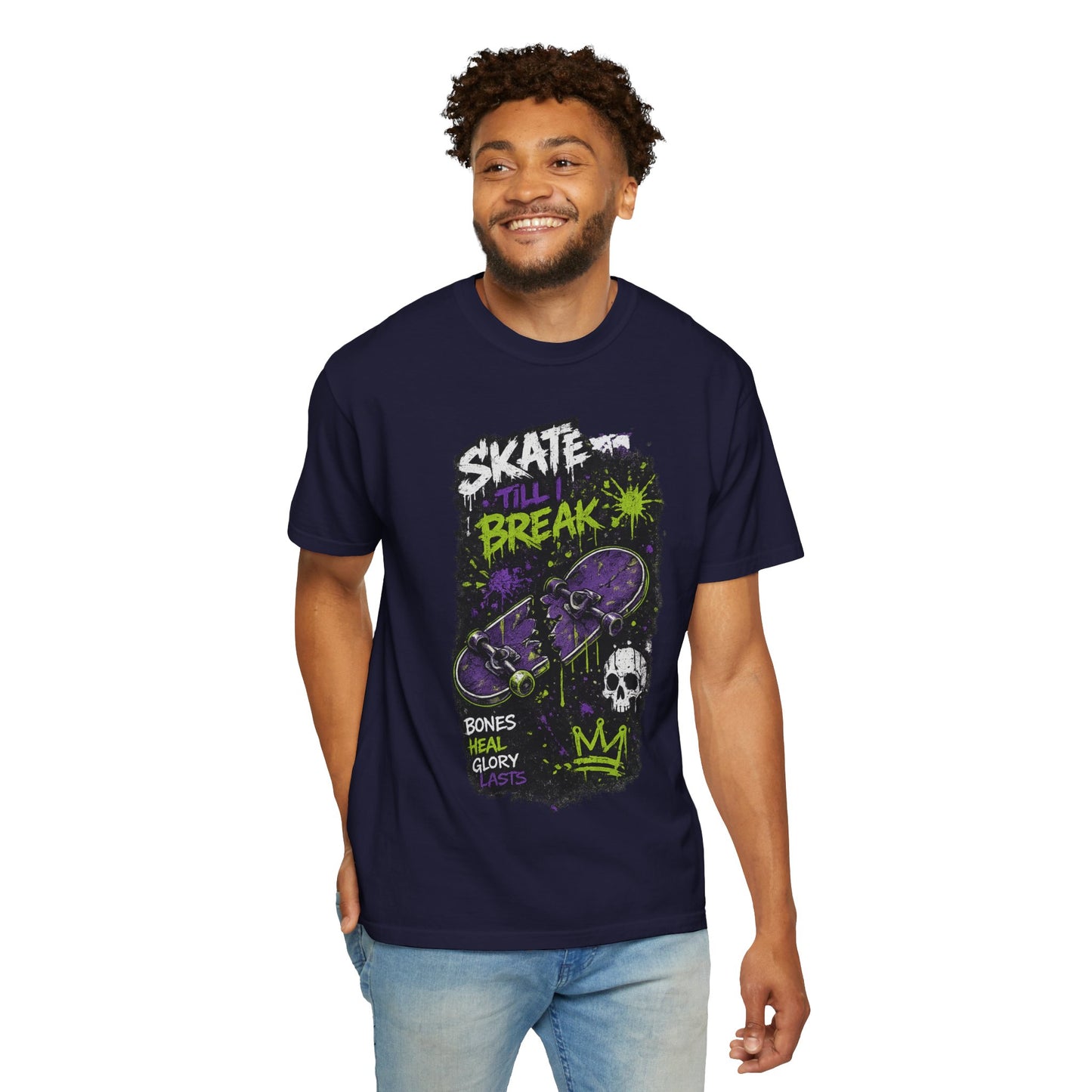 Skate Break Graphic T-Shirt — Skateboard Skull Streetwear