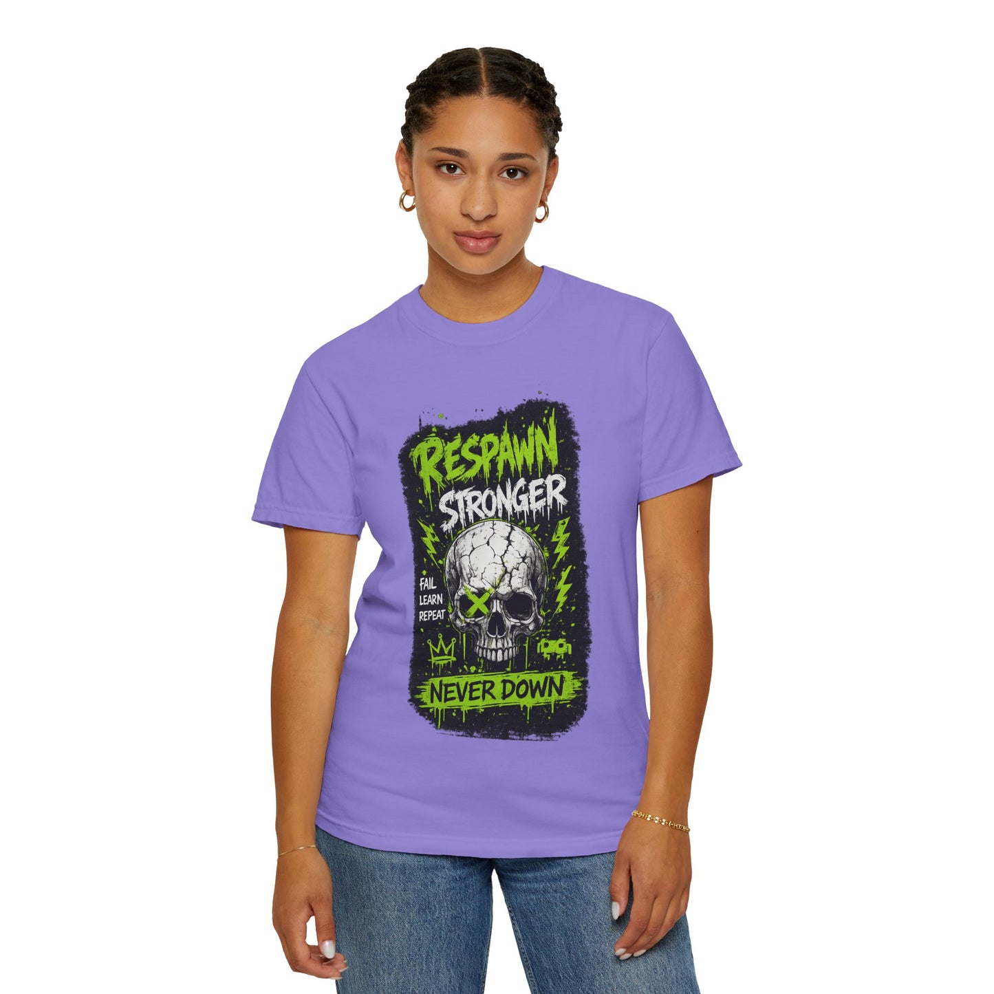 Respawn Stronger Skull T-Shirt — Never Down Gamer Graphic Tee