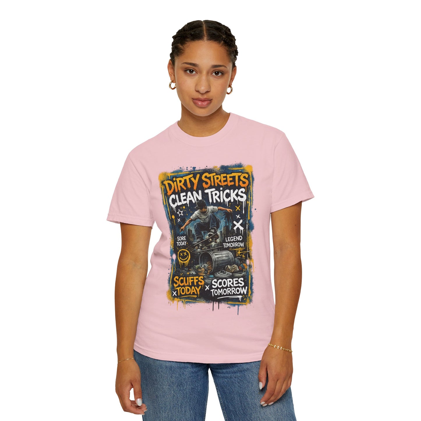 Dirty Streets, Clean Tricks Skate T-Shirt — Scuffs Today, Scores Tomorrow