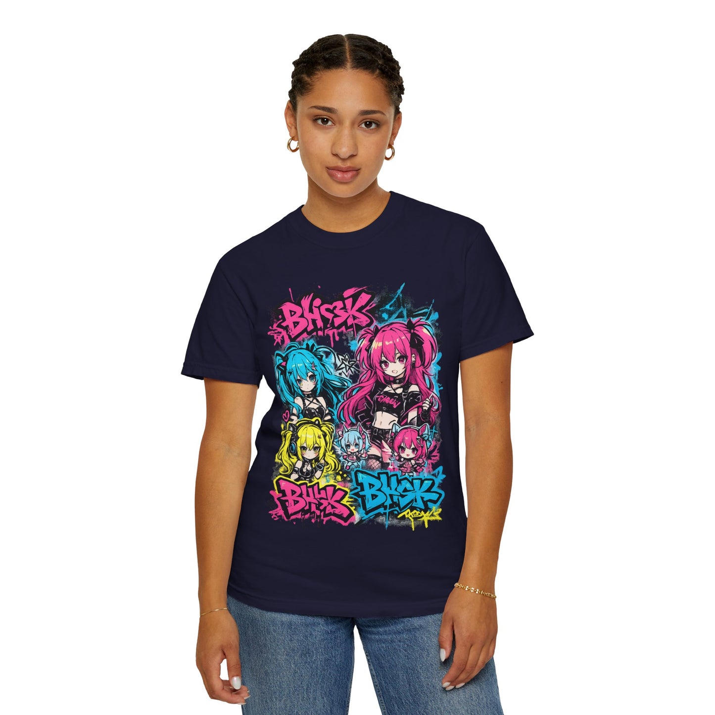 Anime Graffiti Girl Group T-Shirt — Colorful Vocaloid Streetwear