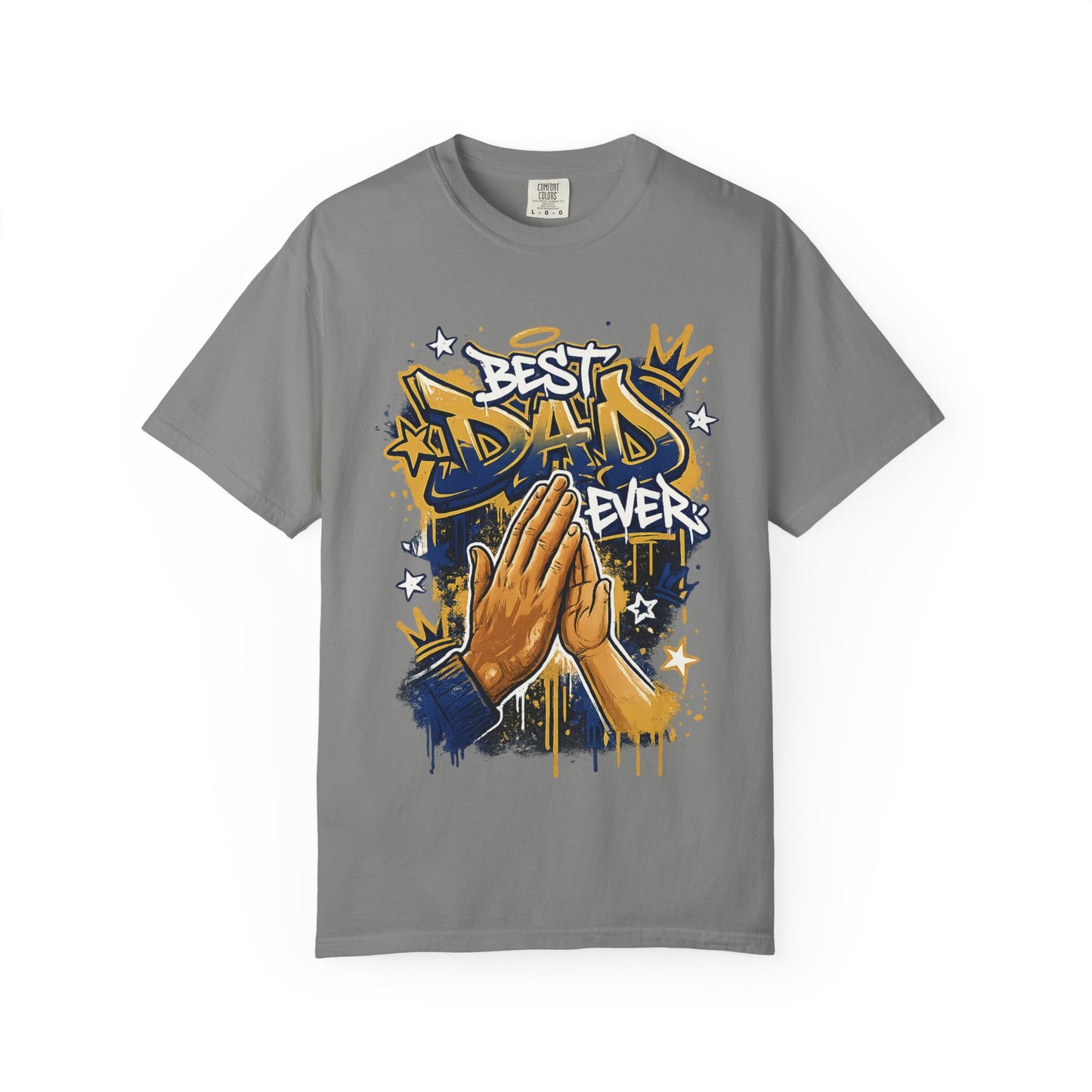 Best Dad Ever Praying Hands T-Shirt | Fatherhood Street Art Tee