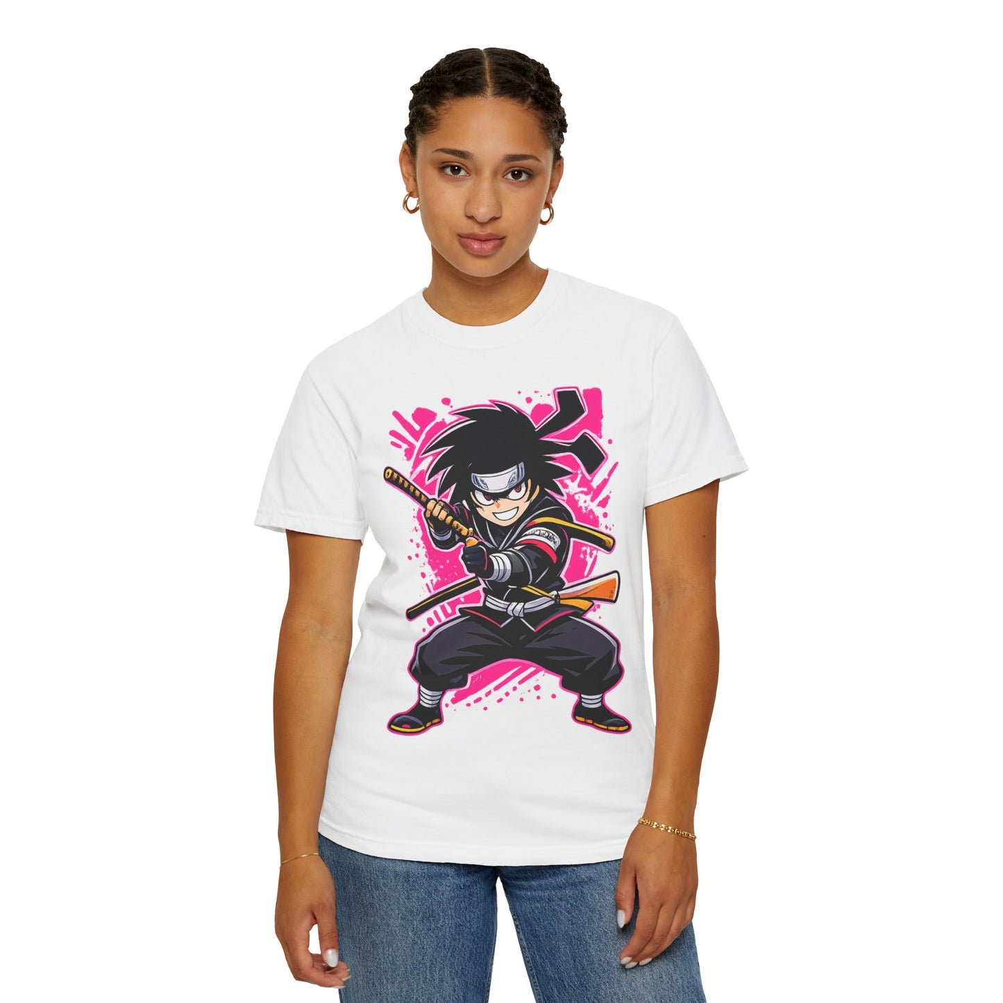 Ninja Warrior Graphic T-Shirt — Fierce Samurai Cartoon Tee for Anime Fans