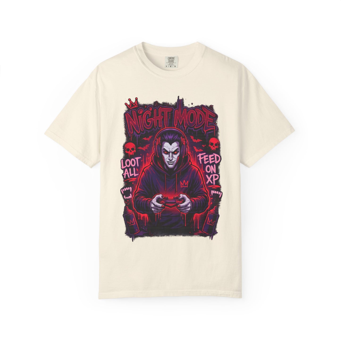 Night Mode Gamer Skeleton hoodie T-Shirt | Loot All Feed on XP