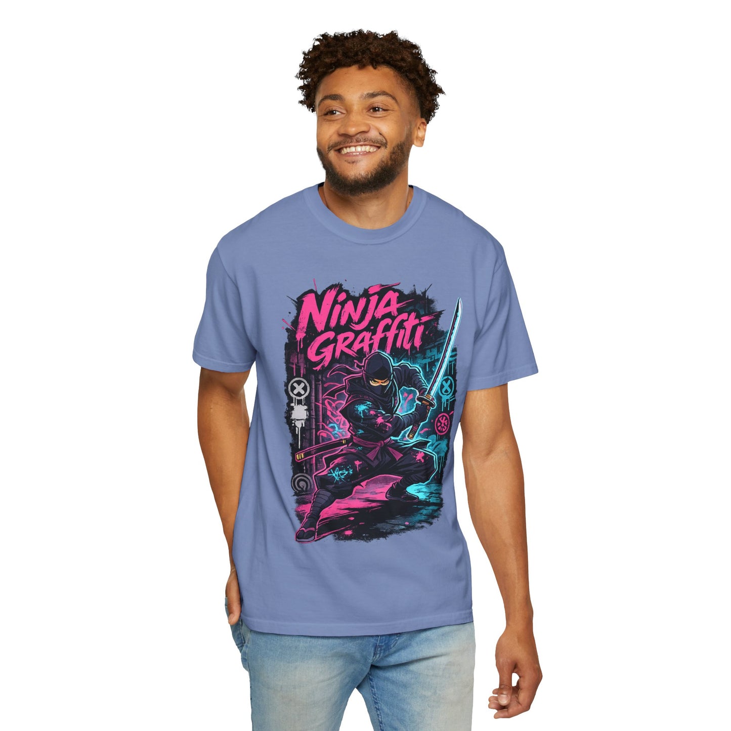 Ninja Graffiti T-Shirt — Neon Samurai Street Art Tee