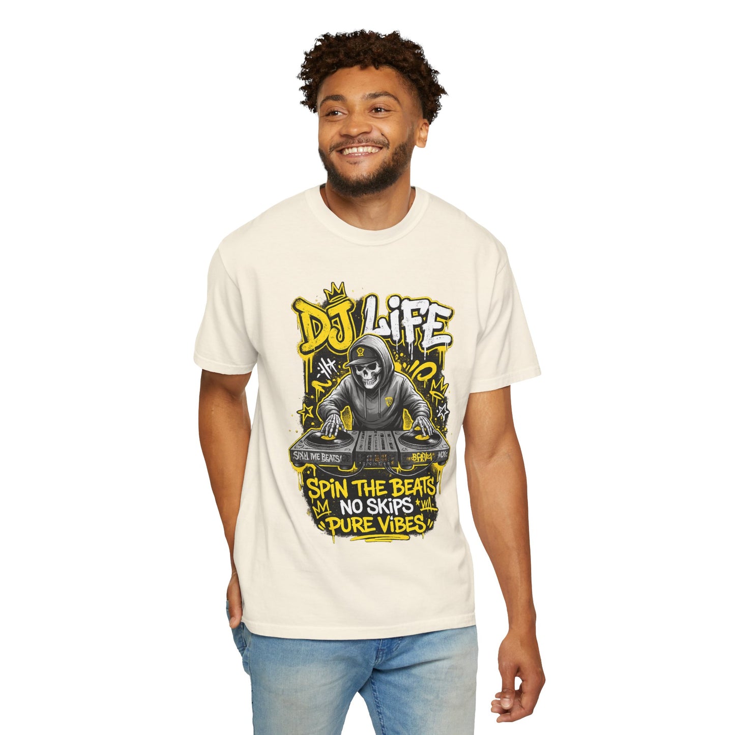 DJ Life T-Shirt — "Spin the Beats, No Skips, Pure Vibes" Graphic Tee