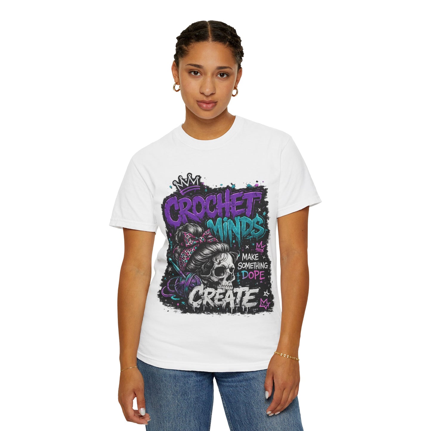 Crochet Minds 'Make Something Dope' Graphic T-Shirt — Edgy Crochet Skull Tee