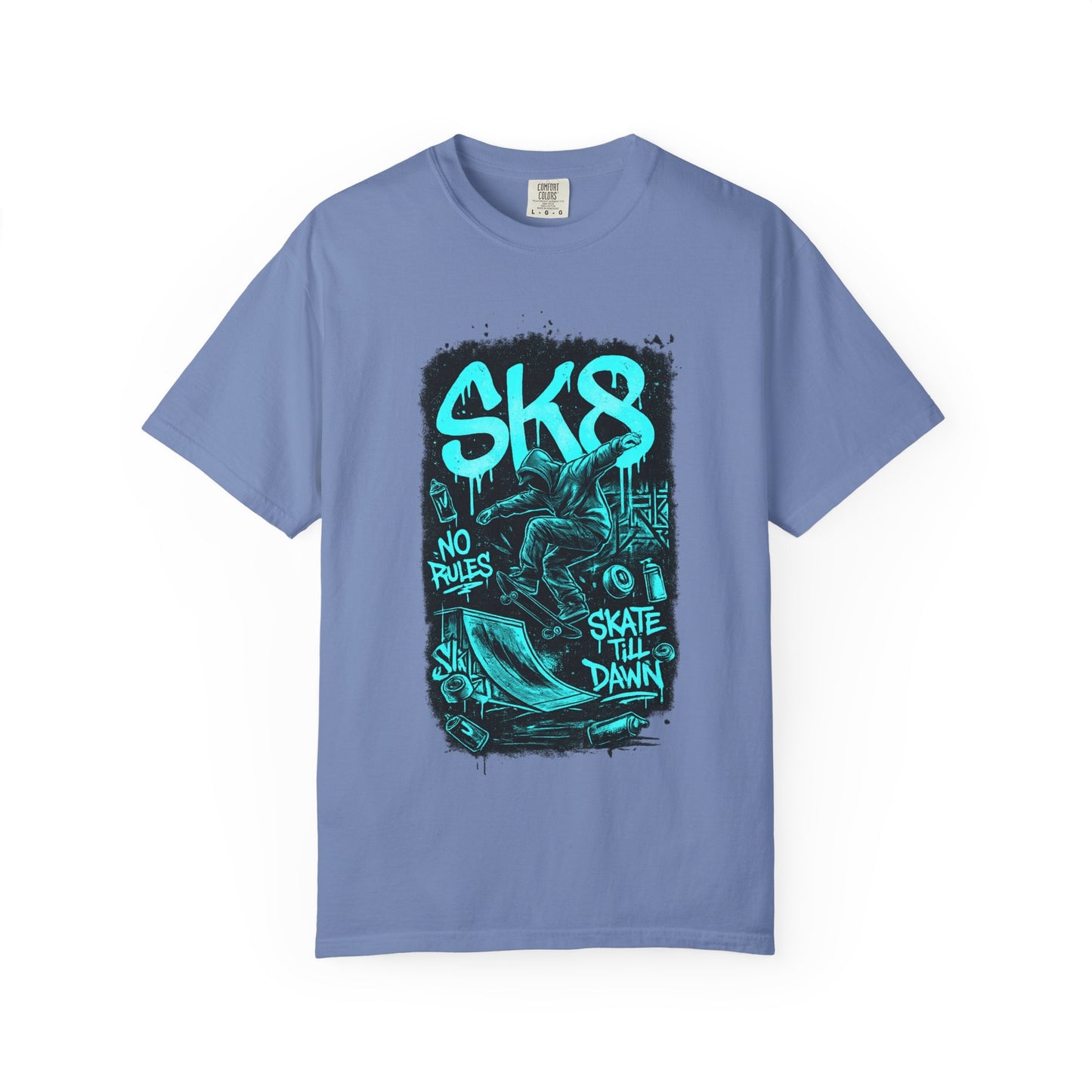 SK8 Skateboard Graphic T-Shirt — 'SK8' No Rules Skate Till Dawn Tee
