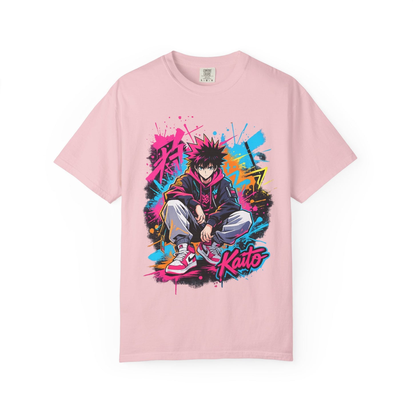 Kaito Streetwear Anime Tee — Neon Graffiti Urban Graphic T-Shirt