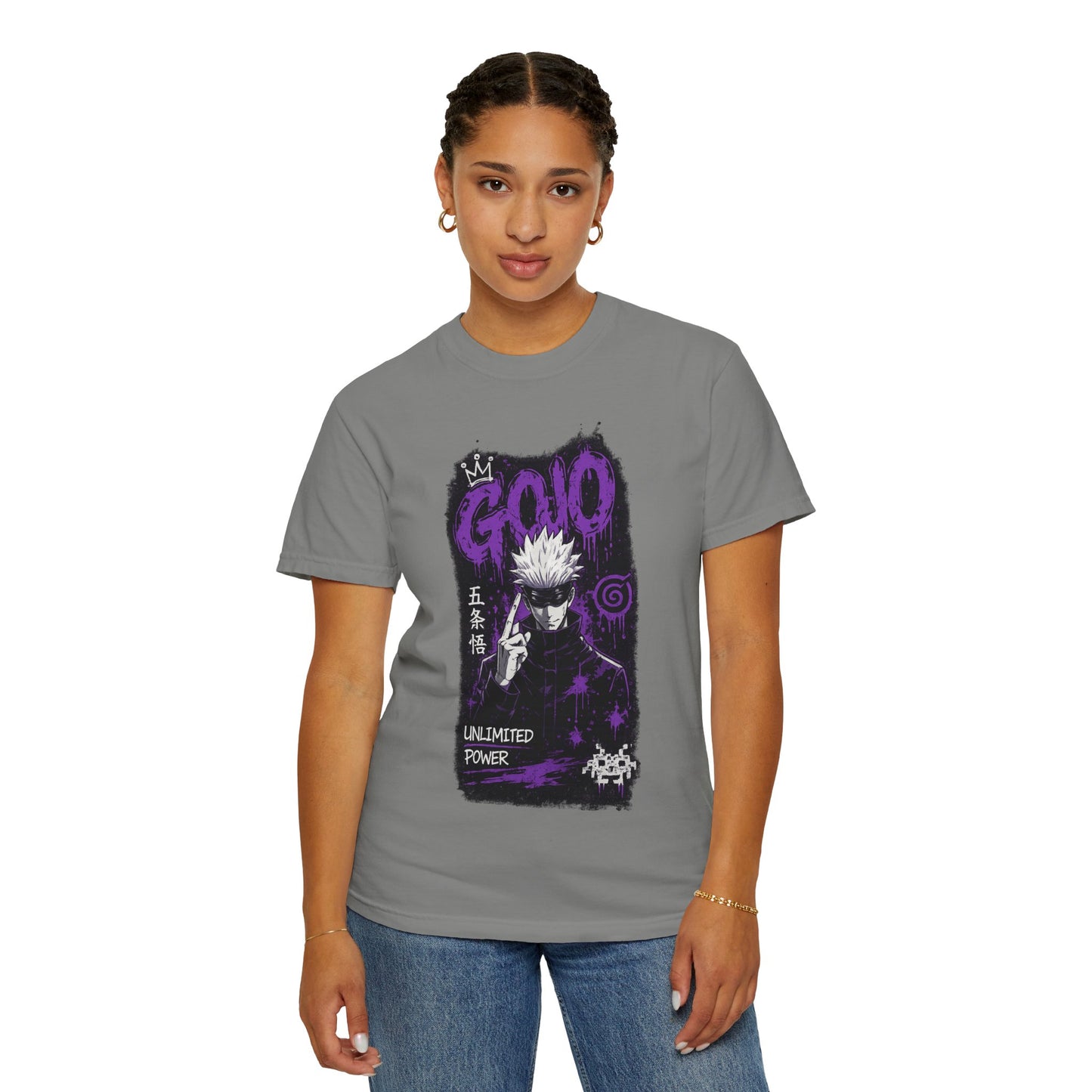 Anime Graphic T-Shirt — "Gojo Unlimited Power" White Tee