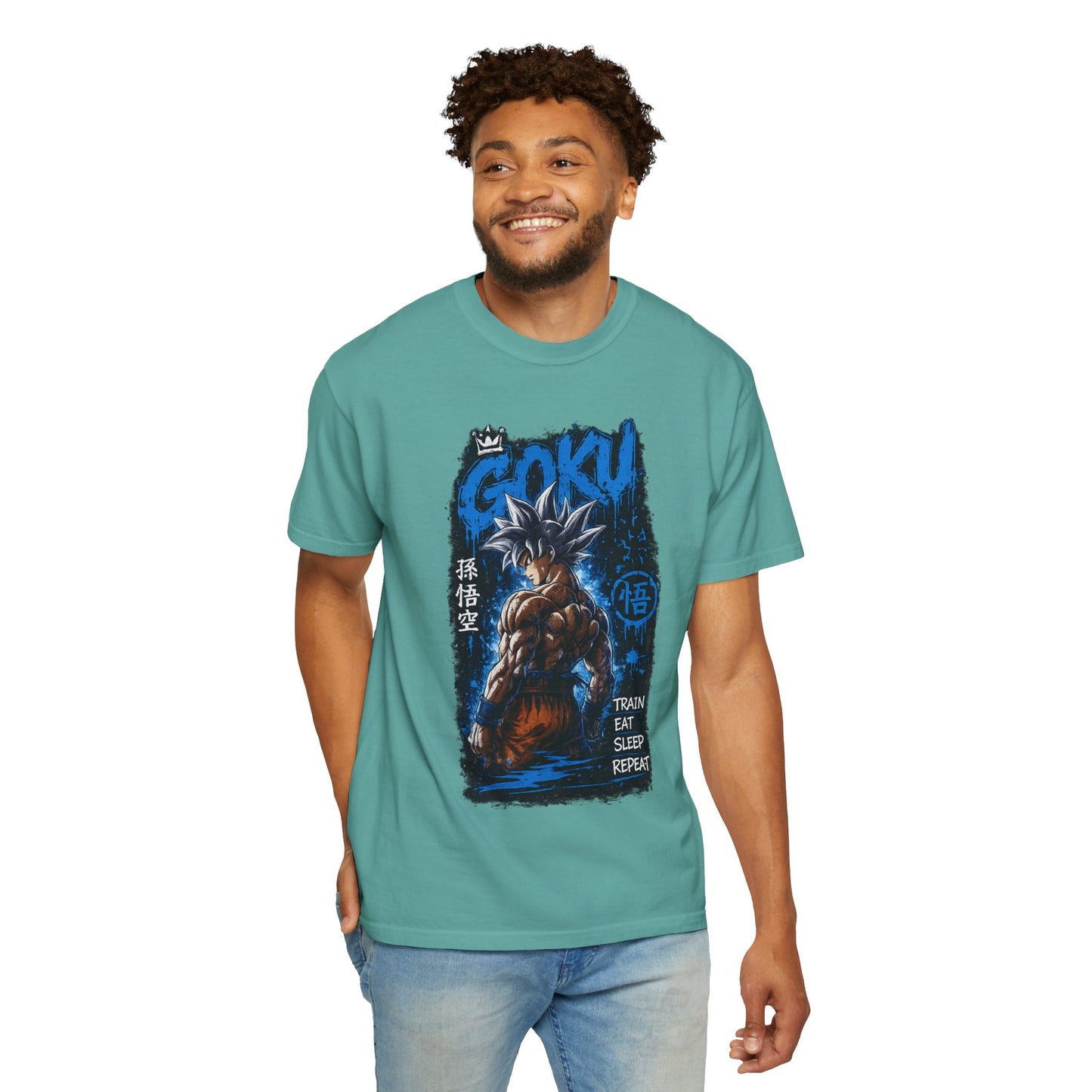 Goku Graphic T-Shirt — "Train Eat Sleep Repeat" Anime Tee