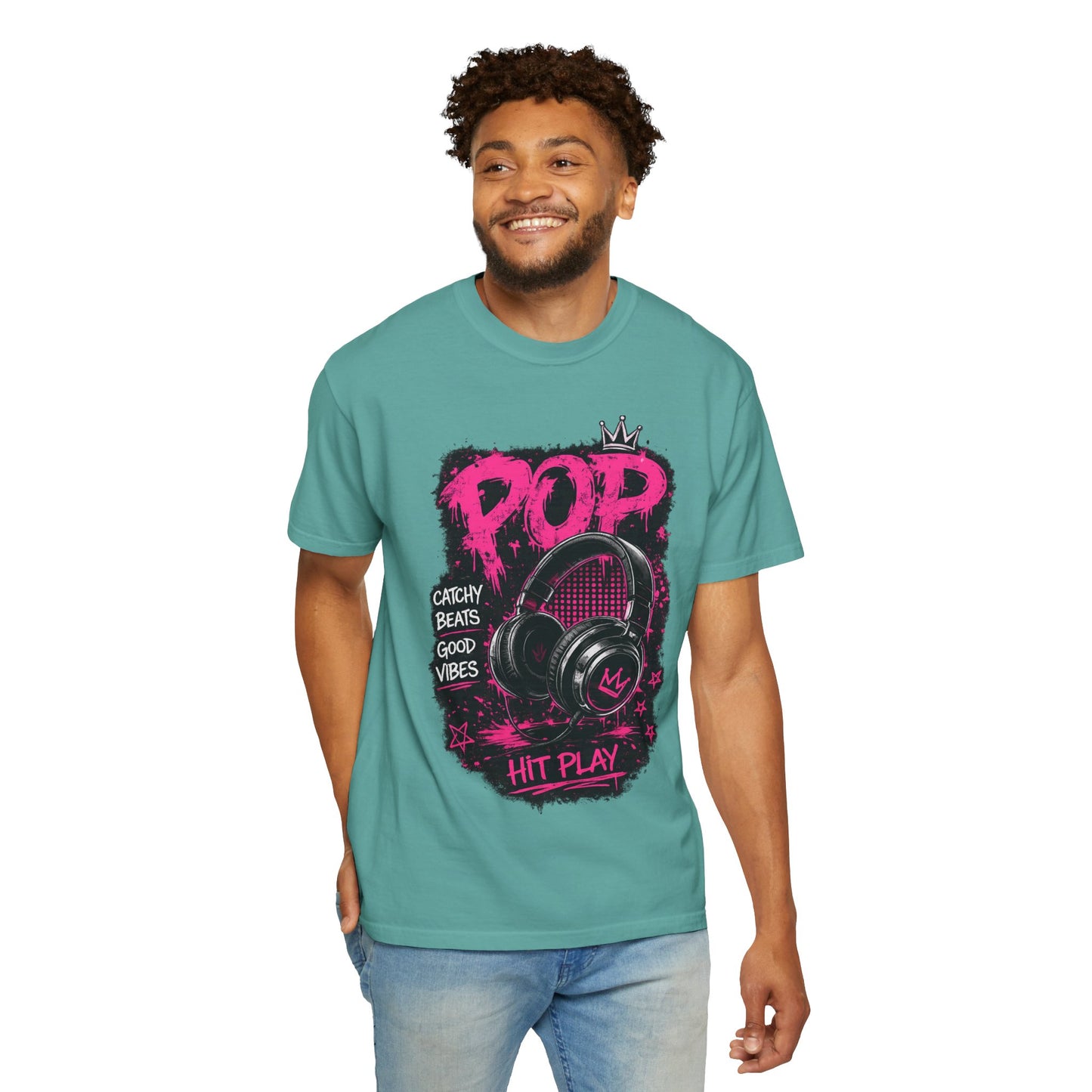 Pop Beats T-Shirt — 'POP' Headphones Graphic, Catchy Beats Good Vibes