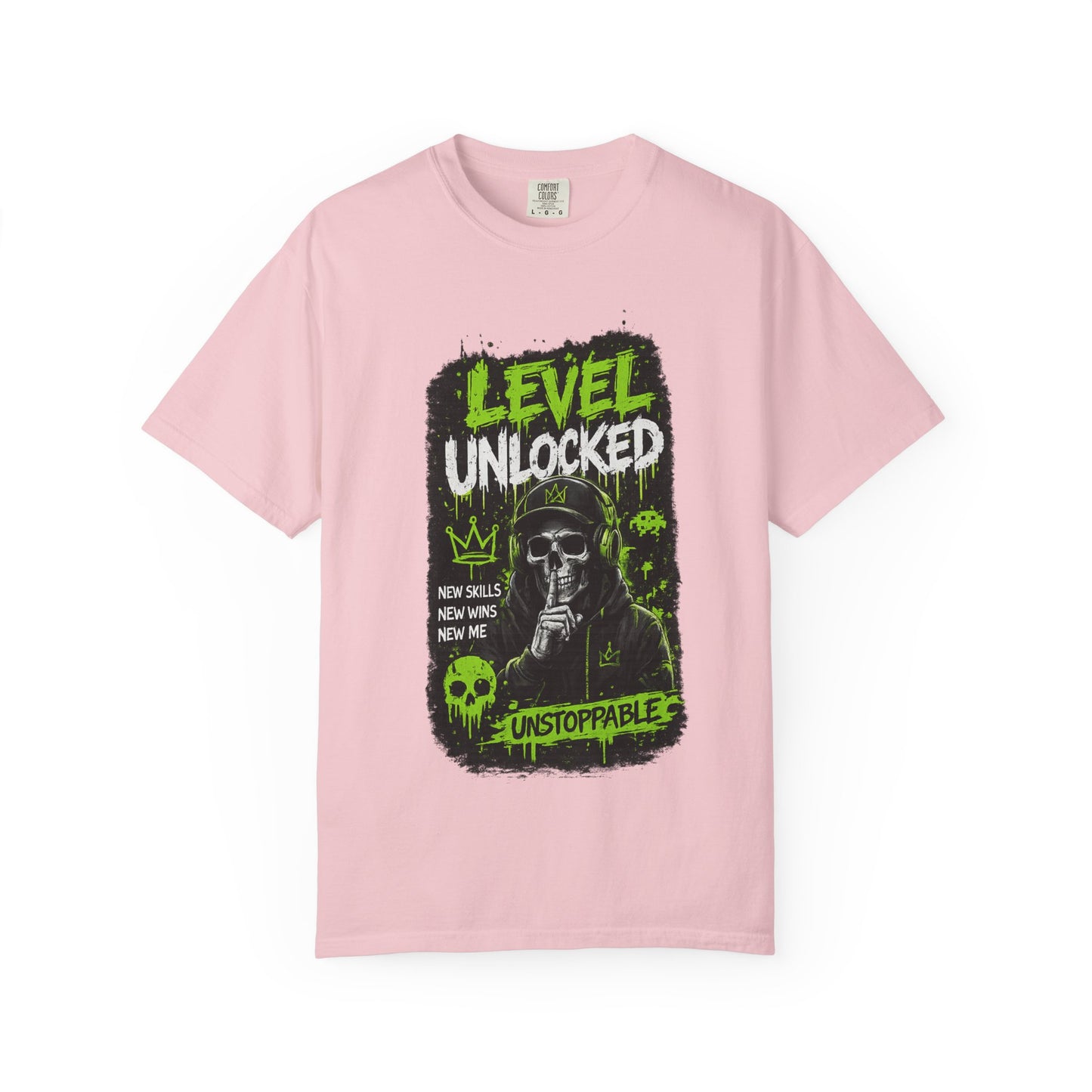 Level Unlocked Skull T-Shirt — Unstoppable Gamer Graphic Tee
