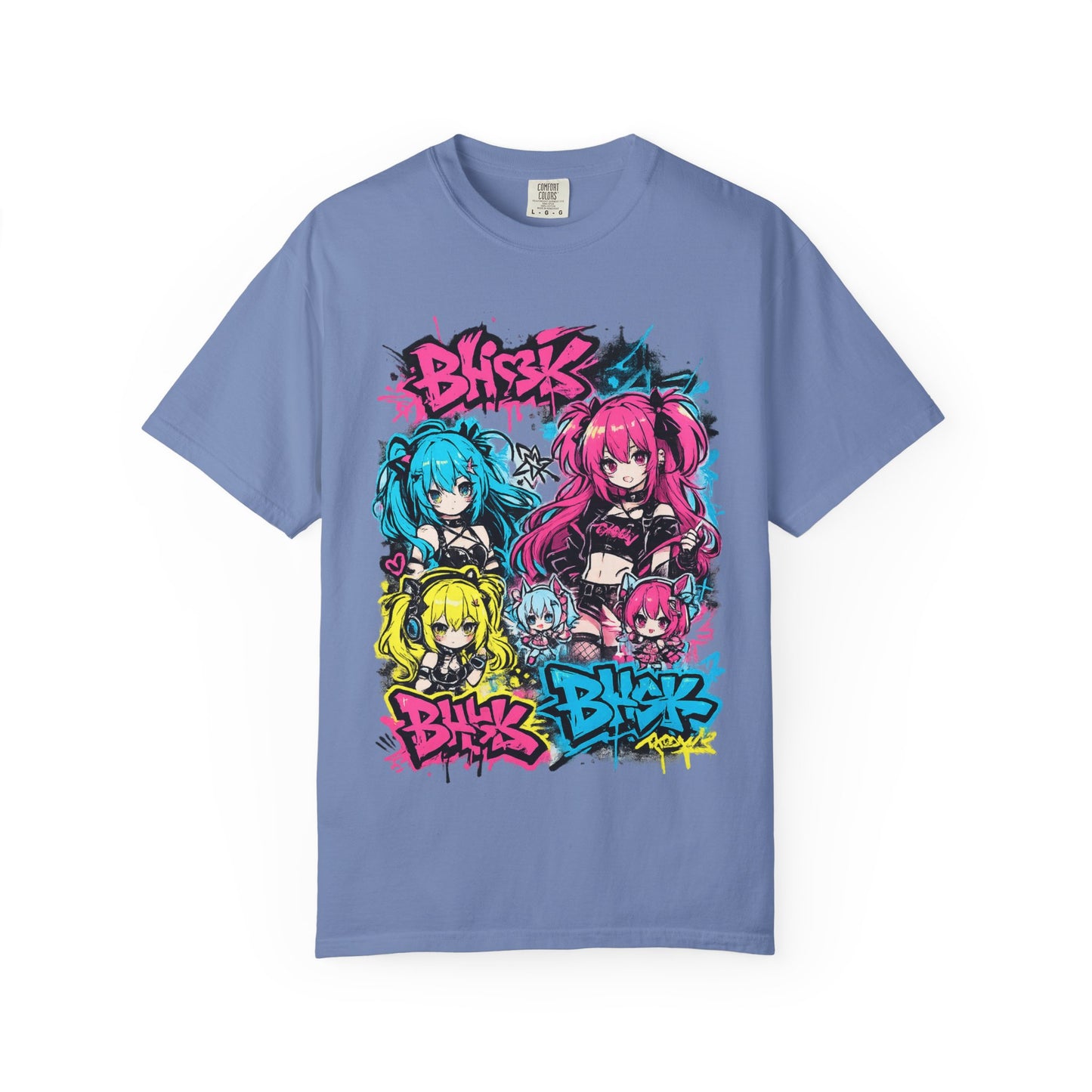 Anime Graffiti Girl Group T-Shirt — Colorful Vocaloid Streetwear