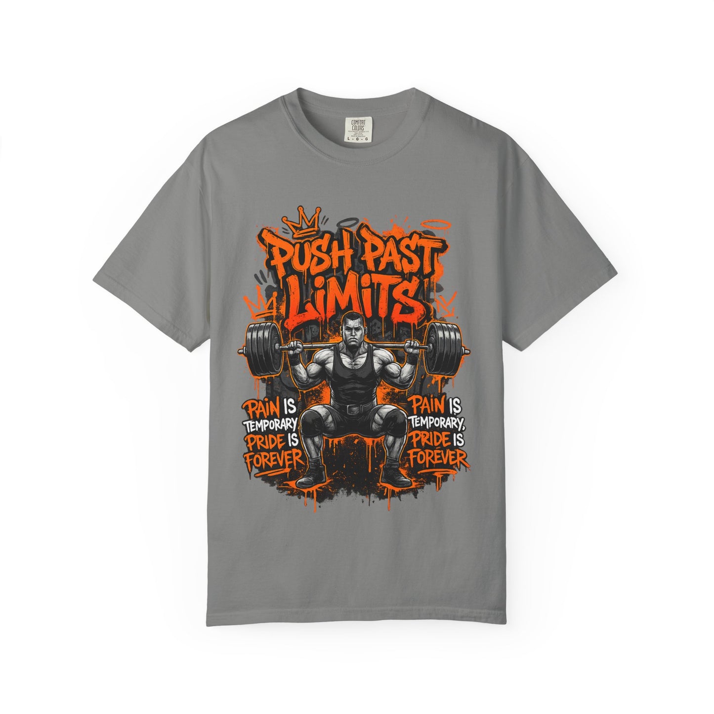 Push Past Limits weightlifting graphic tee | Motivational gym shirt