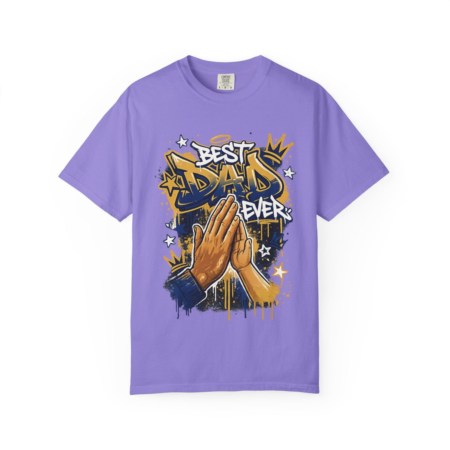 Best Dad Ever Praying Hands T-Shirt | Fatherhood Street Art Tee