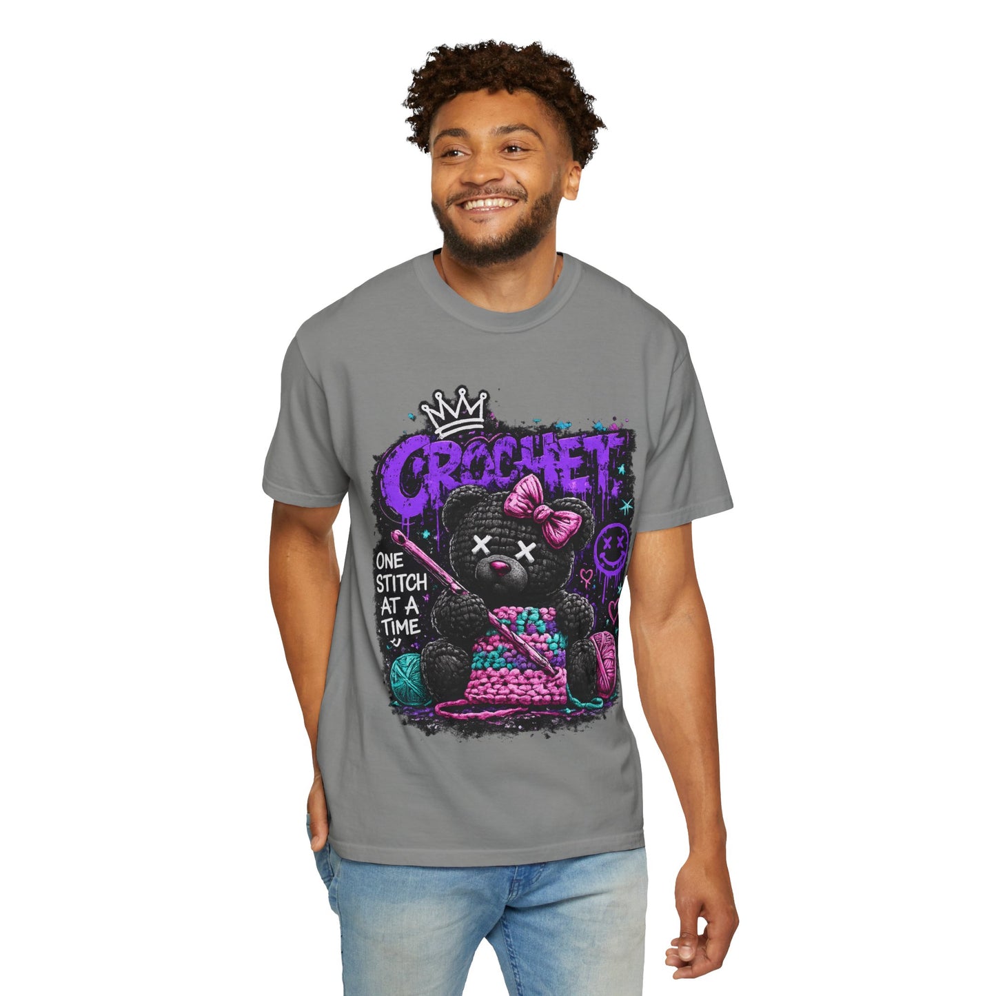 Crochet Voodoo Bear T-Shirt — "One Stitch at a Time" Crochet Graphic Tee